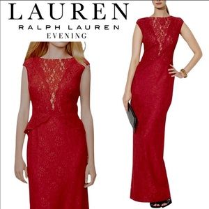 Red Lace Lauren Ralph Lauren Gown